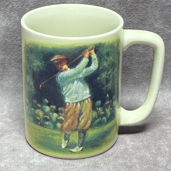 Vintage Otagiri Golf Mug 8oz Figi Graphics Japan - Golfer & Quote Scene Ceramic - Picture 1 of 11